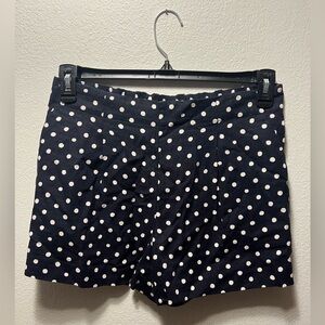 Loft pleated navy blue polka dot shorts, elastic waistband, side pockets. Size S
